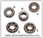 KICK RATCHET LEFT SIDE, PRIME GEAR, COUNTER SHAFT 4TH GEAR 12 TEETH, MAIN SHAFT 4TH GEAR 24 TEETH